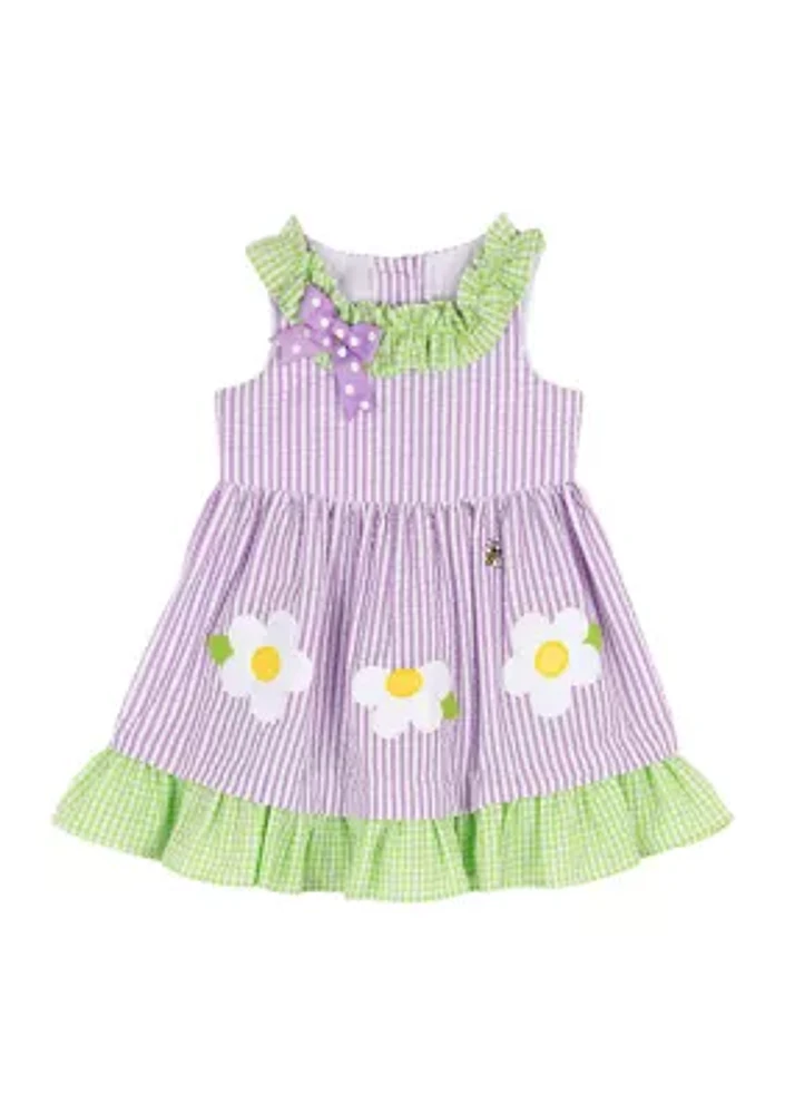 Toddler Girls Floral Appliqué Dress