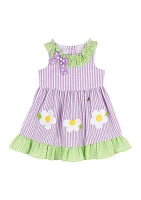 Toddler Girls Floral Appliqué Dress