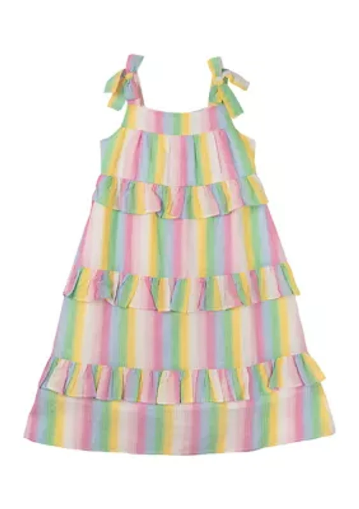 Toddler Girls Striped Midi Ruffle Dress