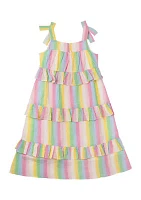 Toddler Girls Striped Midi Ruffle Dress