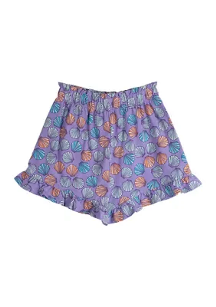 Toddler Girls Ruffle Pull On Printed Shorts