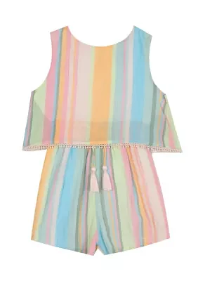 Baby Girls Striped Yarn Dyed Romper