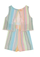 Baby Girls Striped Yarn Dyed Romper