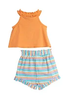 Baby Girls Let's Be Mermaids Knit Appliqué Top and Printed Shorts