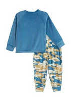 Toddler Boys Bear T-Shirt Camo Printed Pants Pajama Set