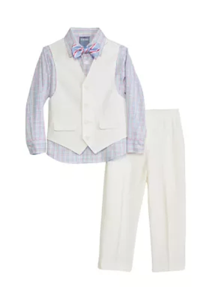 Toddler Boys Heather Poplin Vest Set with Bow Tie