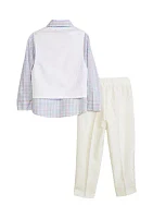 Toddler Boys Heather Poplin Vest Set with Bow Tie