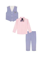 Baby Boys Pincord Vest Set with Bowtie