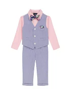 Baby Boys Pincord Vest Set with Bowtie