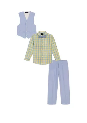 Toddler Boys Oxford Vest Set with Bowtie