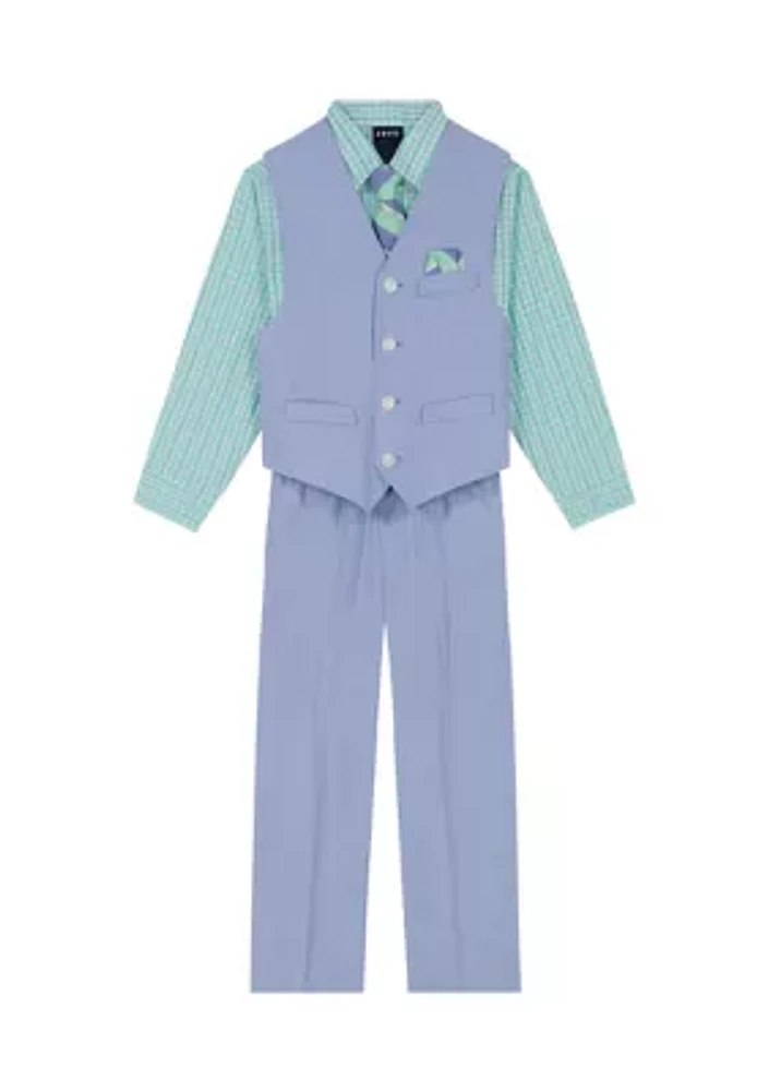 Baby Boys Oxford Vest Set with Tie