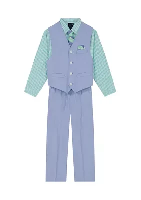 Baby Boys Oxford Vest Set with Tie