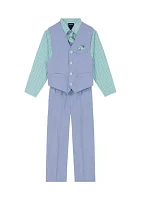 Baby Boys Oxford Vest Set with Tie