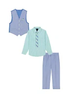 Baby Boys Oxford Vest Set with Tie