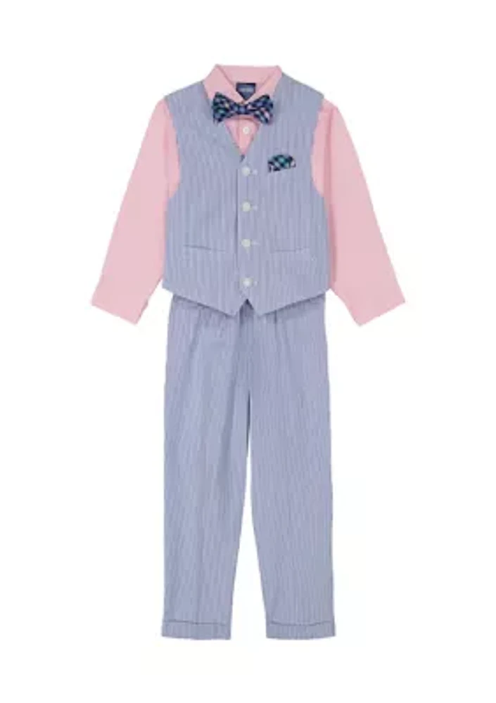 Baby Boys Seersucker Vest Set with Bowtie