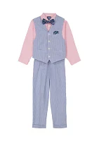 Baby Boys Seersucker Vest Set with Bowtie