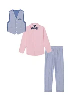 Baby Boys Seersucker Vest Set with Bowtie