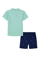 Toddler Boys Pique Polo Shirt with Shifley Shorts Set