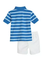 Baby Boys Pique Polo Shirt and Twill Shorts Set