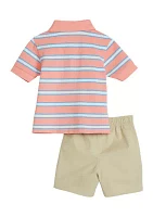 Baby Boys Pique Polo Shirt and Twill Shorts Set