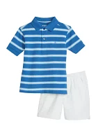 Toddler Boys Piqué Polo Shirt and Twill Short Set