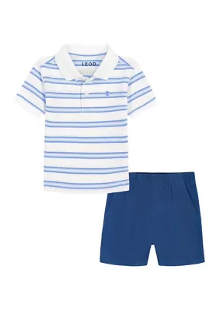 Toddler Boys Pique Polo Shirt and Twill Shorts Set