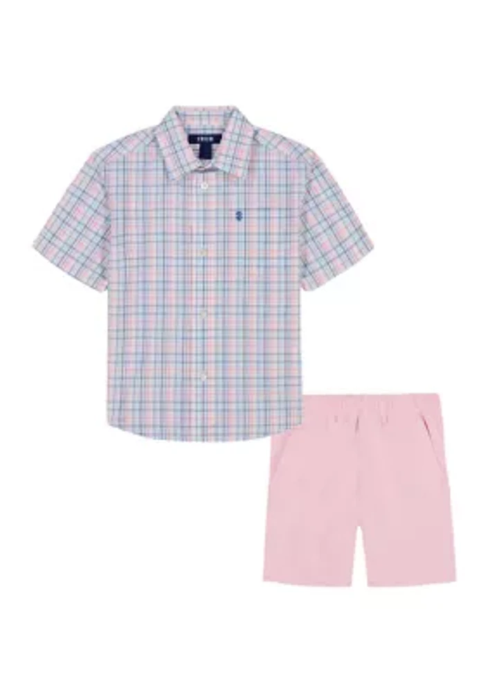 Baby Boys Short Sleeve Bridgeport Plaid Shirt and Set