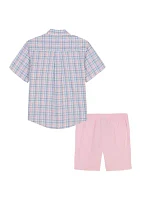 Baby Boys Short Sleeve Bridgeport Plaid Shirt and Set