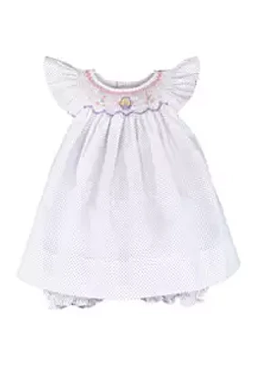 Petit Ami Baby Girls Dot Printed Smocked Dress