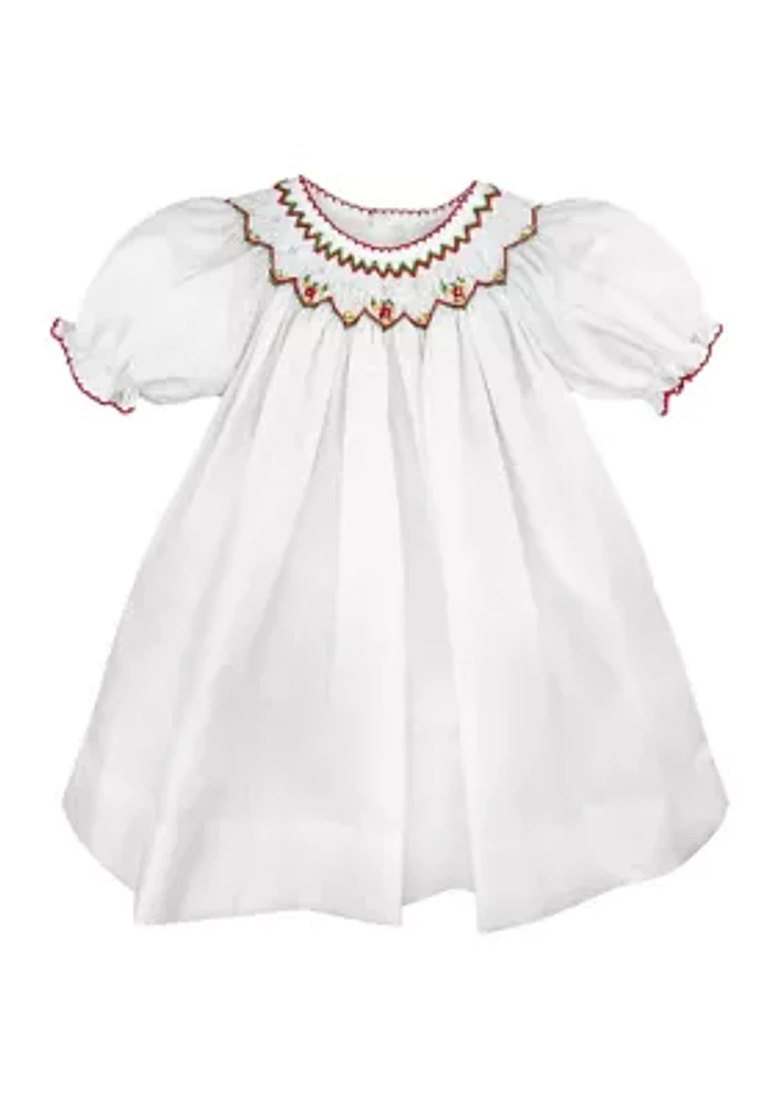 Baby Girls Poinsettia Smocked Dress