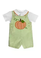 Petit Ami Baby Boys Pumpkin Appliqué Set