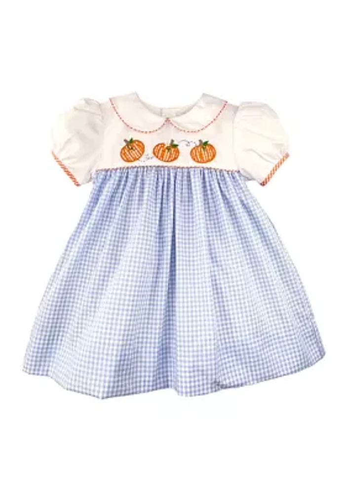 Baby Girls Pumpkin Harvest Appliqué Dress