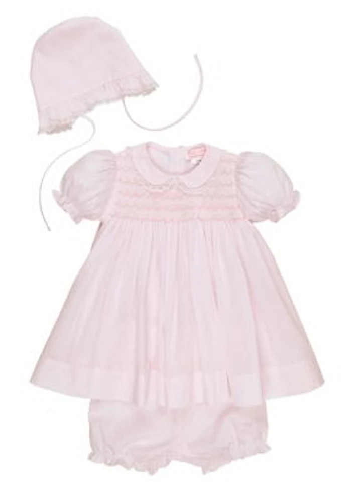 Baby Girls Pink Lace Dress with Hat