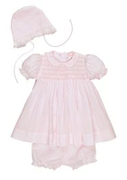 Baby Girls Pink Lace Dress with Hat