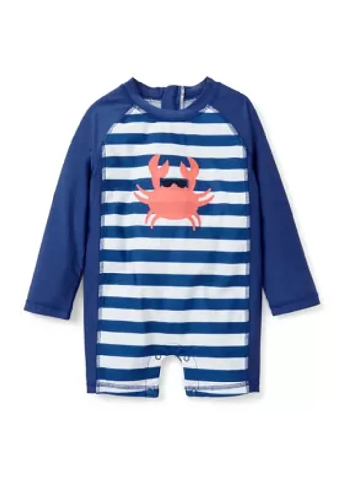 Toddler Boys Crab Stripe One Piece Rash Guard