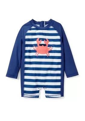 Toddler Boys Crab Stripe One Piece Rash Guard