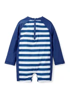 Toddler Boys Crab Stripe One Piece Rash Guard