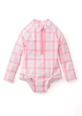 Baby Girls Gingham Printed Rashguard