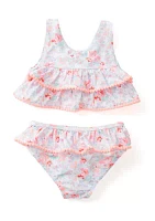 Baby Girls Floral Pom 2 Piece Swimsuit