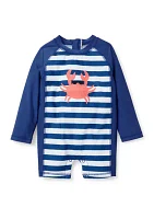 Baby Boys Crab Stripe One Piece Rash Guard