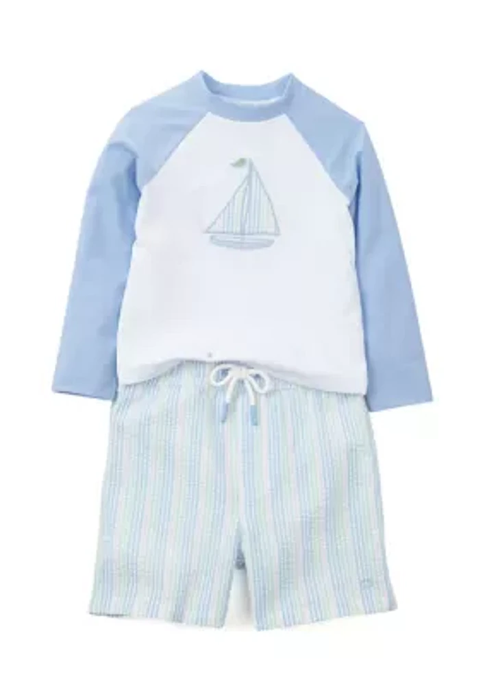 Toddler Boys Sailboat Rashguard Set