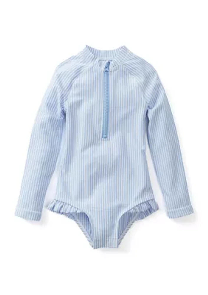 Toddler Girls Seersucker Stripe Rashguard