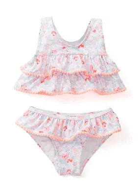 Toddler Girls Floral Pom 2 Piece Swimsuit