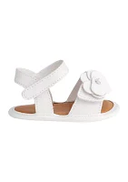 Girls Posey White Flower Double Velcro Sandals