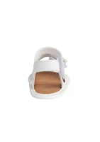 Girls Posey White Flower Double Velcro Sandals