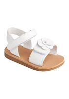 Toddler Girls Posey White Flower Double Velcro Sandals