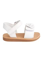 Toddler Girls Posey White Flower Double Velcro Sandals