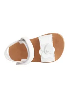 Toddler Girls Posey White Flower Double Velcro Sandals