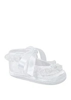 Baby Girls White Satin Tie Shoes