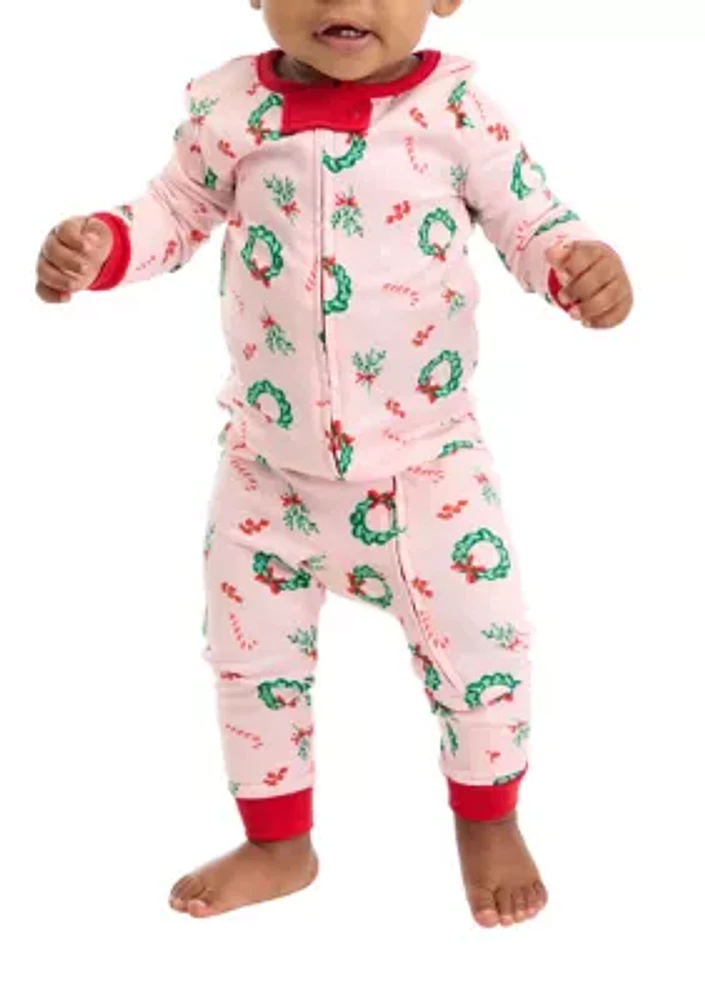 Baby Holiday Wreaths One Piece Pajama